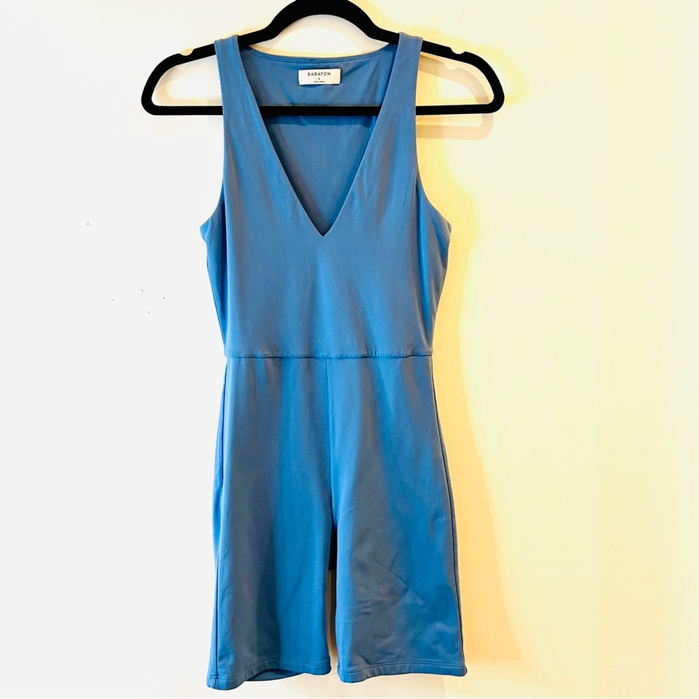 Aritzia | Babaton | V-Neck Bodycon Romper, Blue